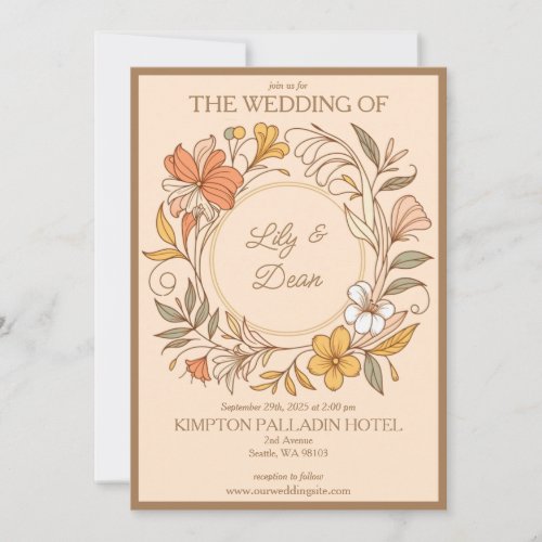 Elegant Art Nouveau Floral Wedding Invitation