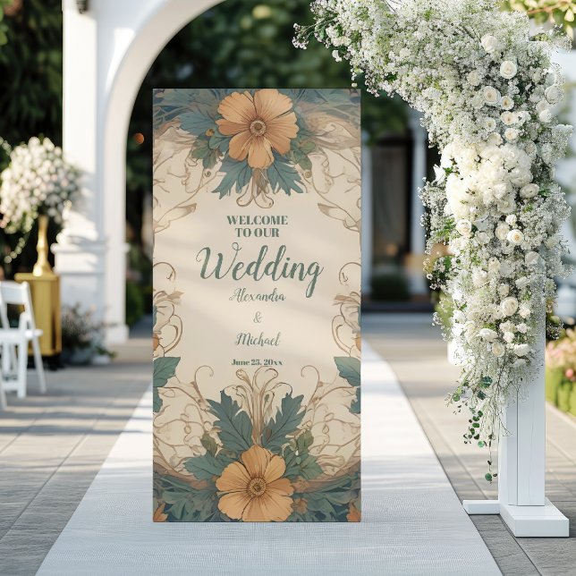 Elegant Art Nouveau Floral Wedding  Retractable Banner (Creator Uploaded)
