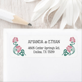 Elegant Art Nouveau Floral Wedding Return Address Label