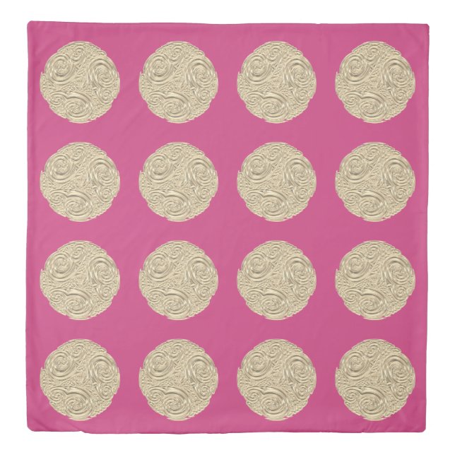 Elegant art nouveau gold fuschia pink medallion duvet cover (Front)