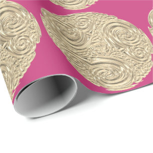 Elegant art nouveau gold fuschia pink medallion wrapping paper