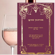 Elegant Art nouveau grapes Foil Invitation