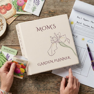 Elegant Art Nouveau Iris Mother's Day Garden Plans 3 Ring Binder