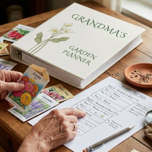 Elegant Art Nouveau Lily Mother's Day Garden Plans 3 Ring Binder