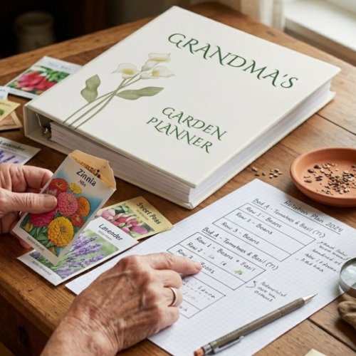 Elegant Art Nouveau Lily Mother's Day Garden Plans 3 Ring Binder