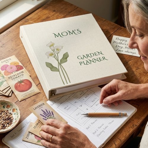 Elegant Art Nouveau Lily Mother's Day Garden Plans 3 Ring Binder