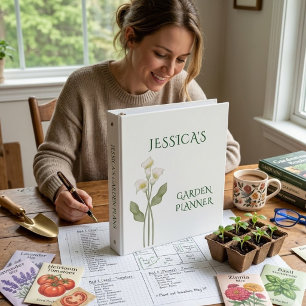 Elegant Art Nouveau Lily Mother's Day Garden Plans 3 Ring Binder