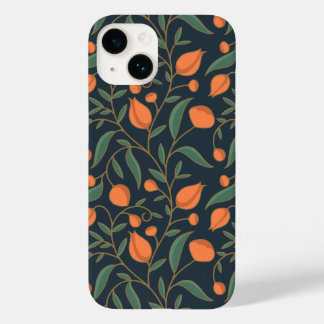 Elegant Art Nouveau Orange Floral Hand Drawn Case-Mate iPhone 14 Case