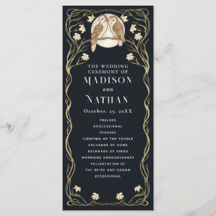 Elegant Art Nouveau Owls Wedding Program