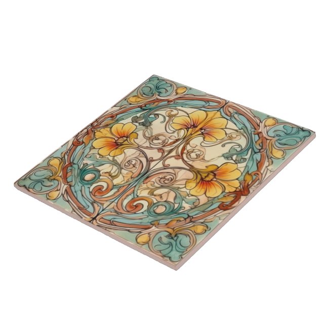 elegant art nouveau pattern  ceramic tile (Side)