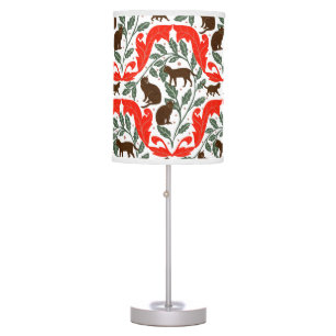 Elegant Art Nouveau Red Brown Black Cat-Whimsical  Table Lamp
