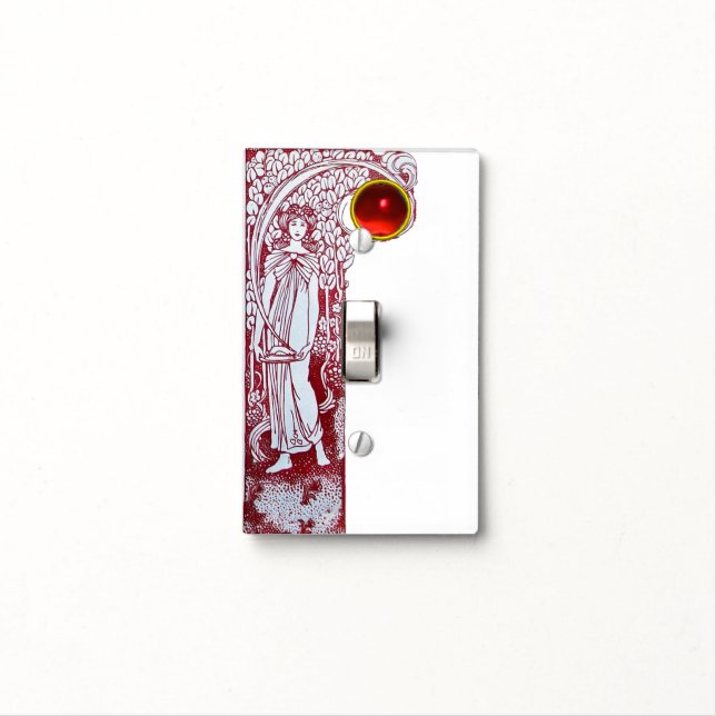 ELEGANT ART NOUVEAU RESTAURANT KITCHEN ,RED RUBY LIGHT SWITCH COVER (In Situ)