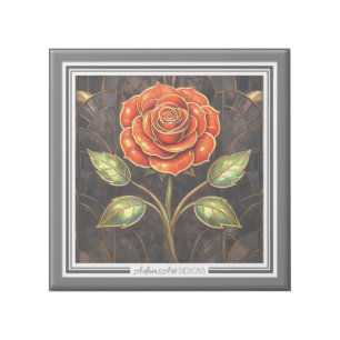 Elegant Art Nouveau Rose Stained Glass