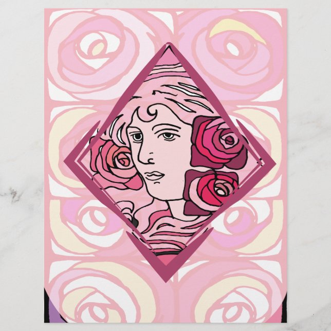 Elegant Art Nouveau Rose Woman (Front)