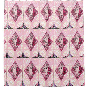 Elegant Art Nouveau Rose Woman Shower Curtain