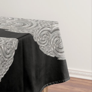 Elegant art nouveau silver black medallion tablecloth