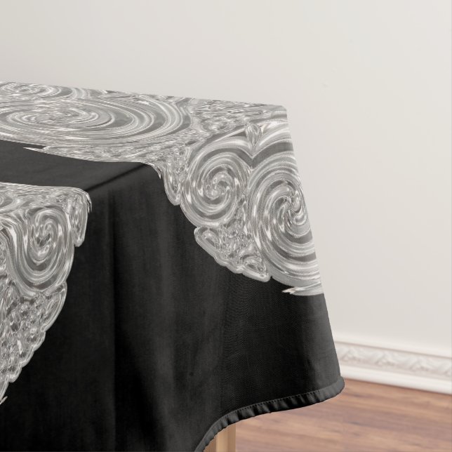 Elegant  art nouveau silver black medallion  tablecloth (In Situ)