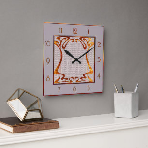Elegant Art Nouveau Square Clock