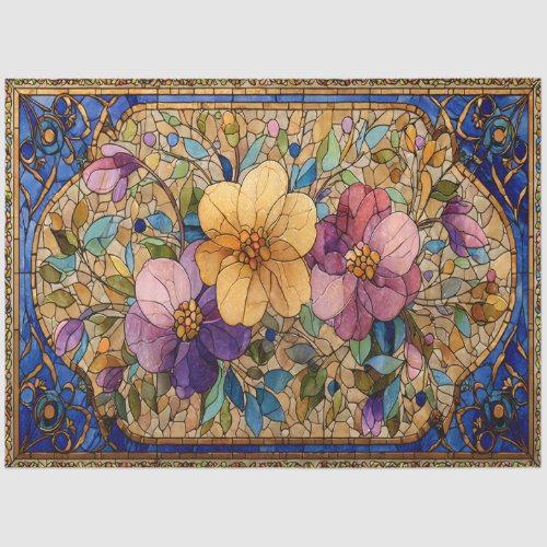 Elegant Art Nouveau Stained Glass Florals  Tissue Paper