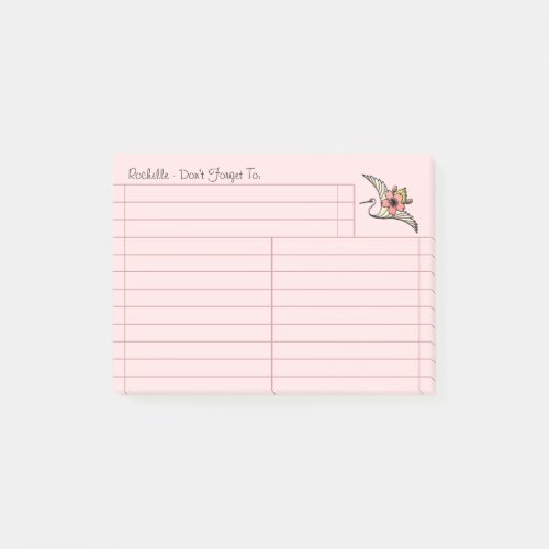 Elegant Art Nouveau Swan To Do List _ Personalized Post_it Notes