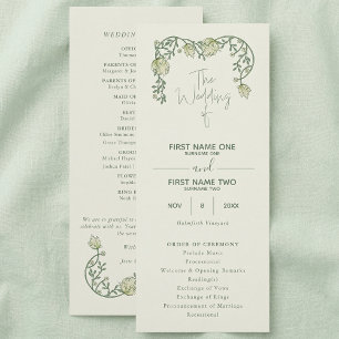 Elegant art nouveau vintage floral wedding program