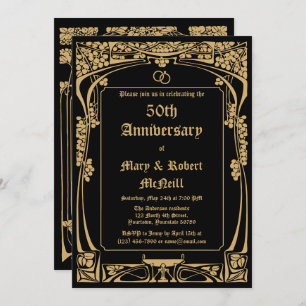 Elegant Art Nouveau Wedding Anniversary Invitation