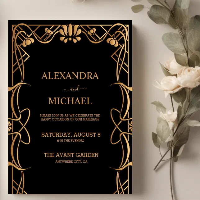 Elegant Art Nouveau Wedding Invitation | Zazzle