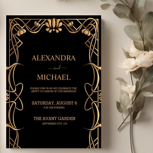 Elegant Art Nouveau Wedding Invitation