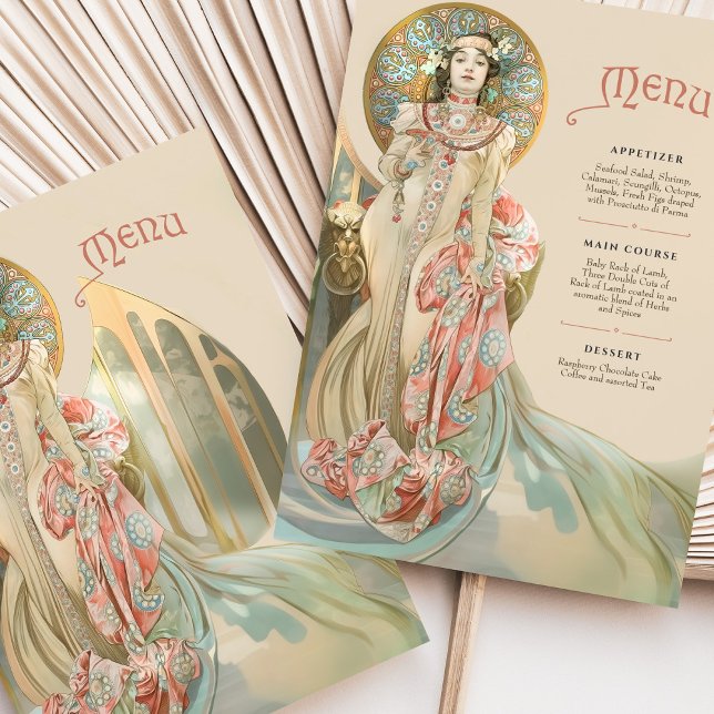 Elegant Art Nouveau Wedding Menu Card (Creator Uploaded)