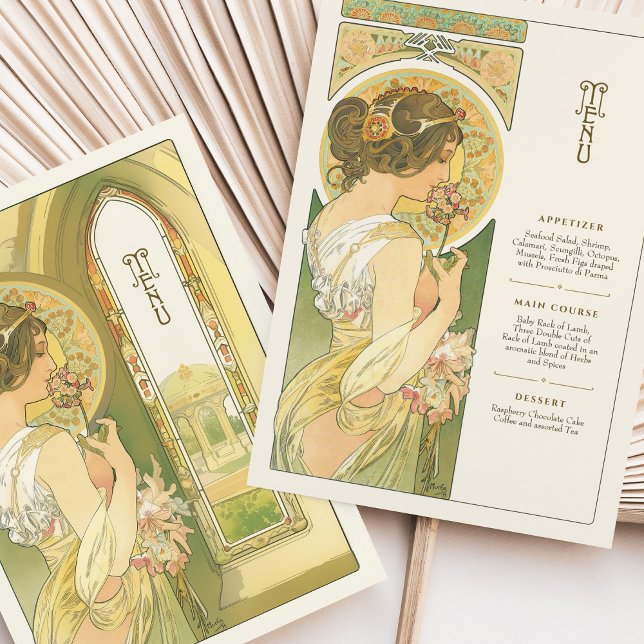 Elegant Art Nouveau Wedding Menu Card (Creator Uploaded)