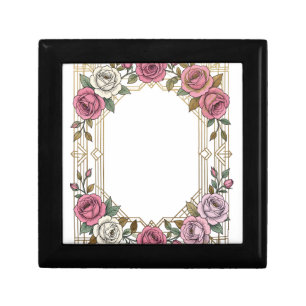 Elegant Art Nouveau Wedding Rose Frame Border Gift Box