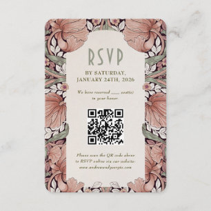 Elegant Art Nouveau Wedding RSVP Card with QR Code