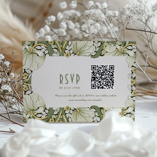 Elegant Art Nouveau Wedding RSVP Card with QR Code