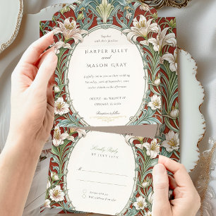 Elegant Art Nouveau Wedding with RSVP Card
