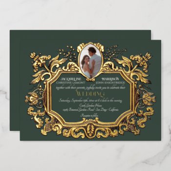 Elegant Art Nouveau Winter Forest N Gold Wedding Foil Invitation by VintageWeddings at Zazzle