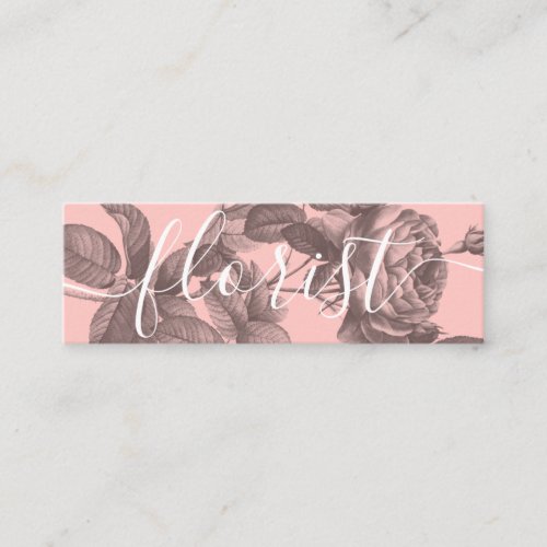 Elegant art pink floral rose flowers typography mini business card