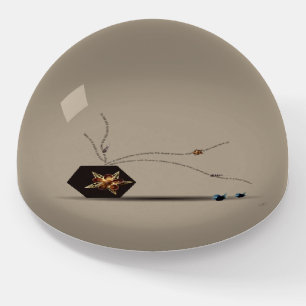 Elegant art poem beige coastal seashell floral paperweight