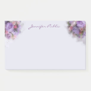 Elegant Art Template Oil Color Flowers Handwritten Post-it Notes