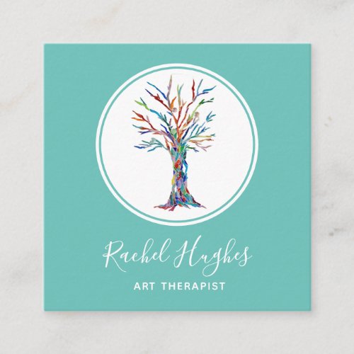 Elegant Art Therapist Tree Square Business Card