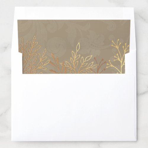 Elegant Artisan Gold Leaves Envelope Liner