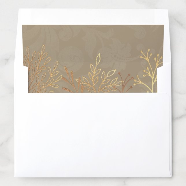 Elegant Artisan Gold Leaves Envelope Liner (In Envelope)