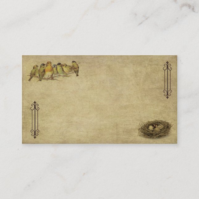 Elegant & Artistic Birds And Nest- Business Card (Front)
