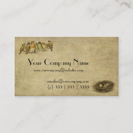Customizable Elegant &amp; Artistic Birds And Nest- Business Card