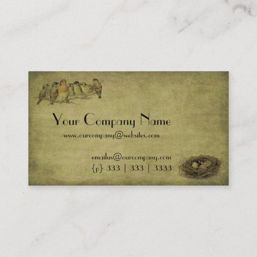 Elegant  Artistic Birds And Nest_ Business Card