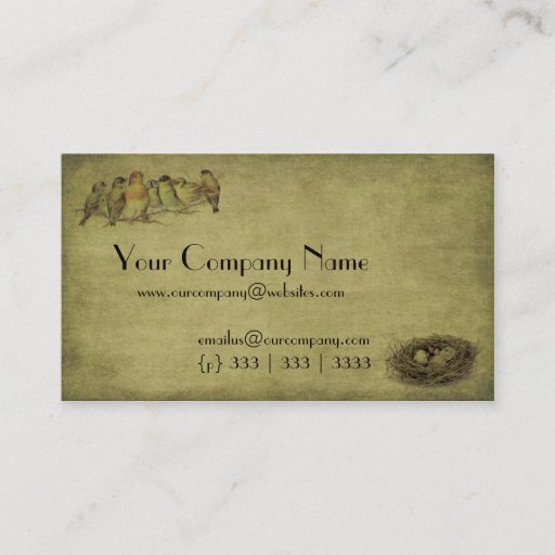 Customizable Elegant &amp; Artistic Birds And Nest- Business Card