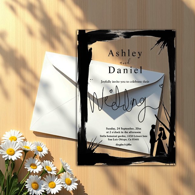 Elegant Artistic Black And White Modern Wedding Acrylic Invitations (Creator Uploaded)