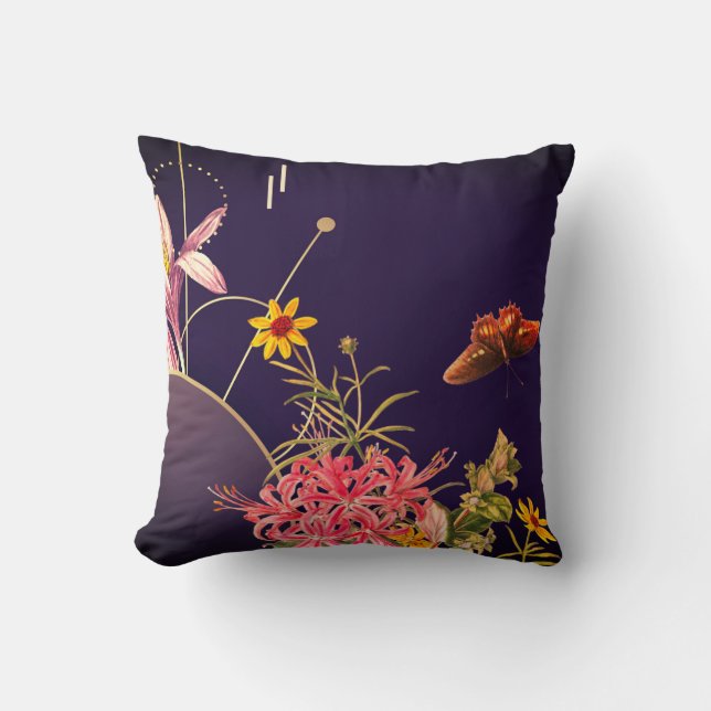 Elegant Artistic Botanical Throw Pillow (Front)