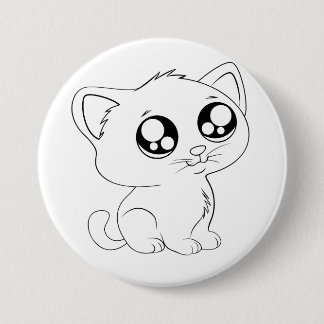 Elegant Artistic Cat Design Button