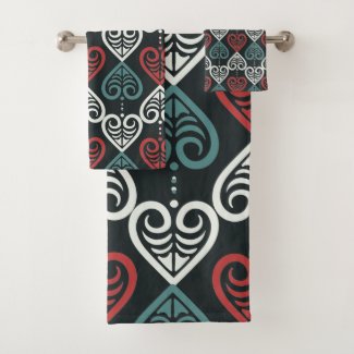 Elegant Artistic Ethnic Black Red White Pattern