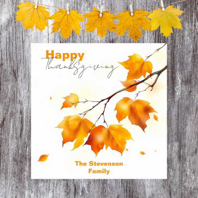 Elegant Artistic Fall Maple Leaves Thanksgiving Poster (Creator Uploaded)
